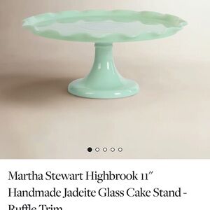 Martha Stewart Highbrook 11” Jadeite Ruffle-Edge Glass Cake Stand